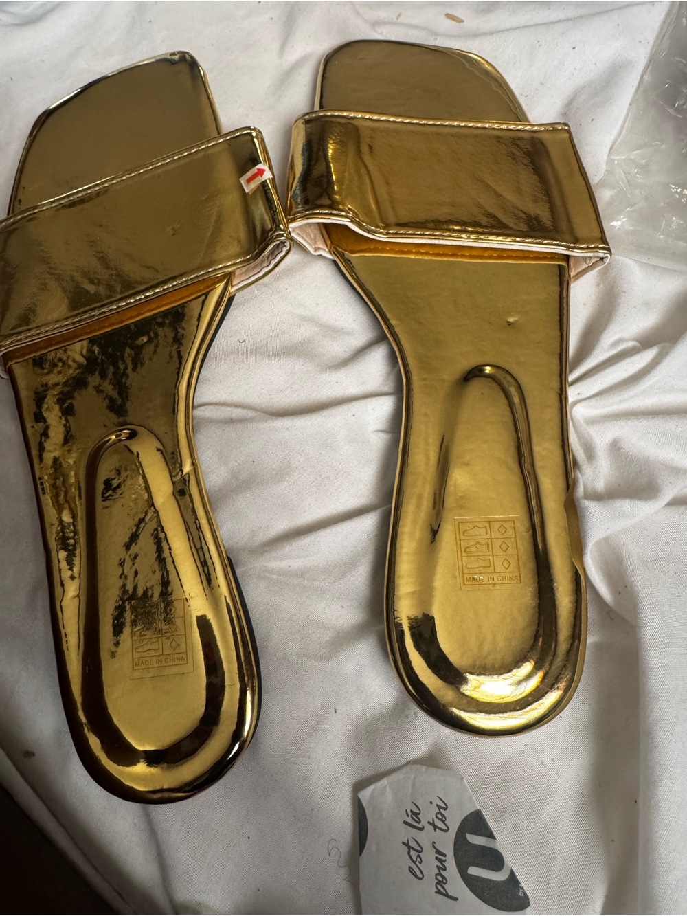Women’s Metallic Gold Slide Mules